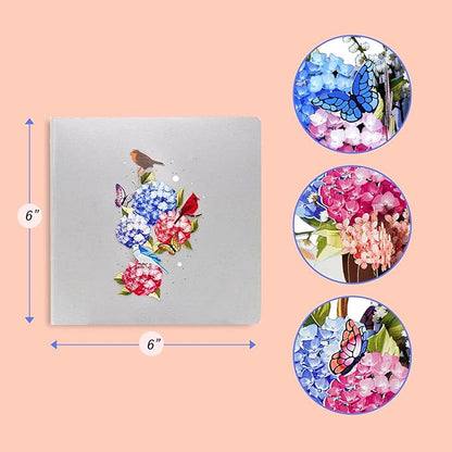 Hydrangea Basket Pop Up Card - Thank You, Birthday, Thinking of You, Get Well, Valentine's Day, and Mother's Day Greeting Cards for Women, Girlfriend, Mother, Sister, Grandmother