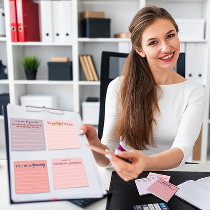 Yinder 24 Pcs Employee Appreciation Sticky Notes Thank You Gifts Bulk Note Pads with Sayings Teacher Gift Mini Pocket Inspirational Notepads for Coworker Office Supply 3 x 3'' (Pastel,Thank)