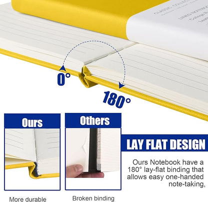 Lined Journal Notebook, 6Pack(bright yellow), 160 Pages, Medium 5.7 inches x 8 inches - 100 gsm Thick Paper, Hardcover