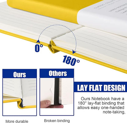 Lined Journal Notebook, 10Pack(bright yellow), 160 Pages, Medium 5.7 inches x 8 inches - 100 gsm Thick Paper, Hardcover