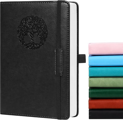 Lined Journal Notebook for Women Men A5 Hardcover Leather Journals College Ruled Notebooks 300 Pages 5.7 x 8.3 Inches Black