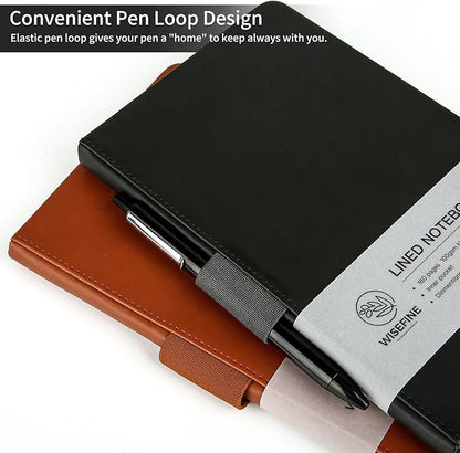 Hardcover Executive Notebooks, 160 Pages Line Ruled Classic Notebook Journal, Leather Notebooks with Pen for Bussiness College Writing Black