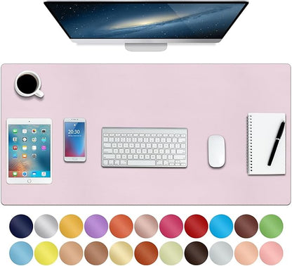Boutilon Leather Mouse Pad,Extended Desk Pad for Keyboard and Mouse Non-Slip Study Desk Writing Pad Desktop Protector for Home Office Accessories,35"x 17"(L-Light Pink)