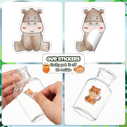 1 Roll Animal Stickers Reward Cute Space Stickers Office Supplies Incentives Sticker Animal Party Favor Decal, 500 Pcs Each Roll(Jungle Animal)