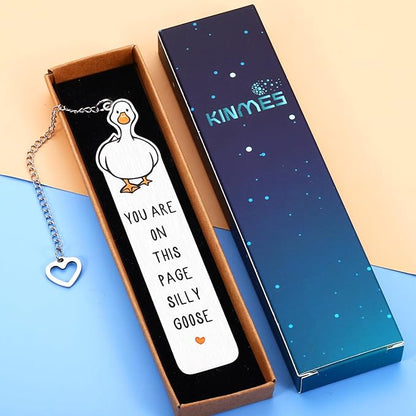 Book Marks for Reading Women Men, Funny Bookmarks for Book Lovers Women, Metal Bookmark, Book Accessories, Cute Back to School Supplies, Silly Goose Gifts, Birthday Christmas Gifts Goose Themed Gifts