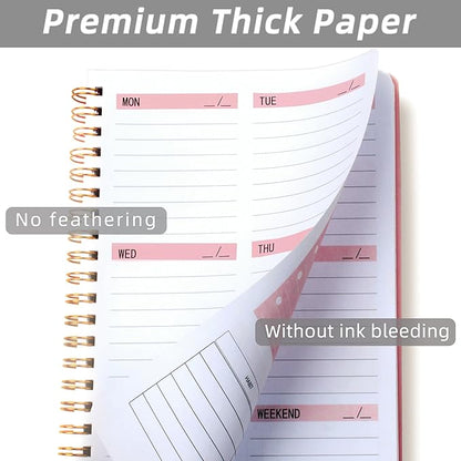 Weekly Planner with Habit Tracker Undated 52 Weeks To Do List Notebook Spiral Weekly Planner Notebook for Weekly Goals Priorities Work Planner, 5.8" x 8" Pink