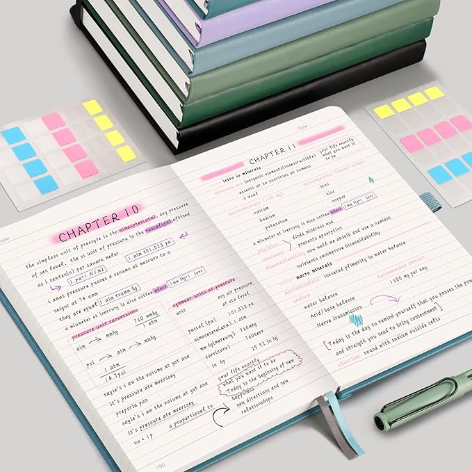 EMSHOI Lined Journal Notebook - 320 Numbered Pages, 100gsm Thick Journals, A5 Hardcover Leather College Ruled Notebooks for Women Men School Work Writing Note Taking, 5.75 x 8.38-Light Purple