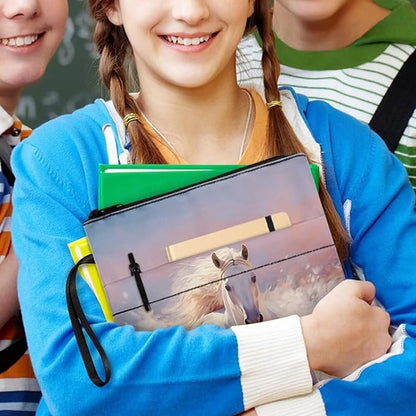 COEQINE Running Horse Book Covers for Paperbacks Teens Girls Elementary Book Sleeves with Zipper for Birthday Book Protector Book Lovers