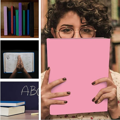 2 Pack Stretchable Book Sleeve Covers, for Paperbacks Hardcover Textbooks up to 9" x 12", Office Supplies with Free Sticker Labels (2 Pack, Pink + Blue)