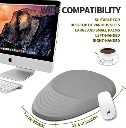 Hokafenle Ergonomic Mouse Pad Wrist Support, Terraced Slope Carpal Tunnel Wrist Pad for Mouse with Unibody Memory Foam, Wrist Rest Pain Relief Mousepad (Silvery White, 11.8x7.9 in)
