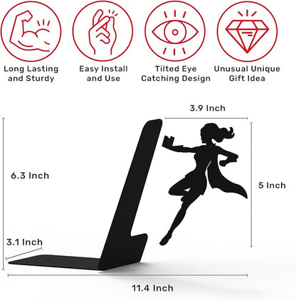 Artori Design Book Ends to Hold Books Heavy Duty - Hidden Metal Bookends for Shelves Desk or countertop - Bookend Book Holder for Home Decorative - Gift for Book End Lovers and Home Décor (Supergal)