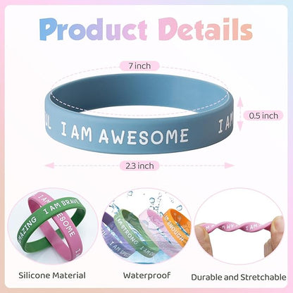 100 Pieces Students Inspirational Silicone Wristbands Motivational Quotes Rubber Bracelets for Kids Students Back to School Gifts （Bright Colors） Office Products