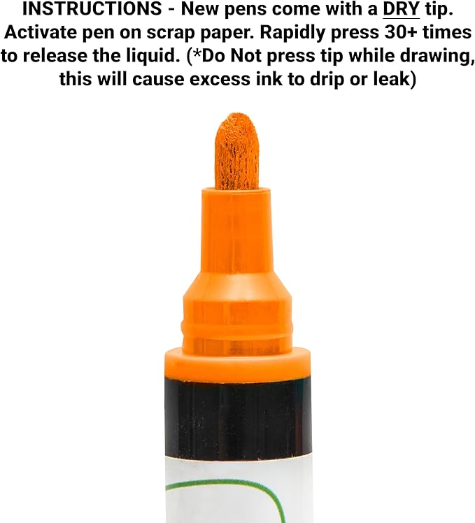 Glass Pen Window Marker: Liquid Chalk Markers for Glass, Car Marker or Mirror Pen with Washable Paint - Graduation Car Windows, Storefront Window, Wedding, Parade, Party & Holiday (Orange, Fine Tip)