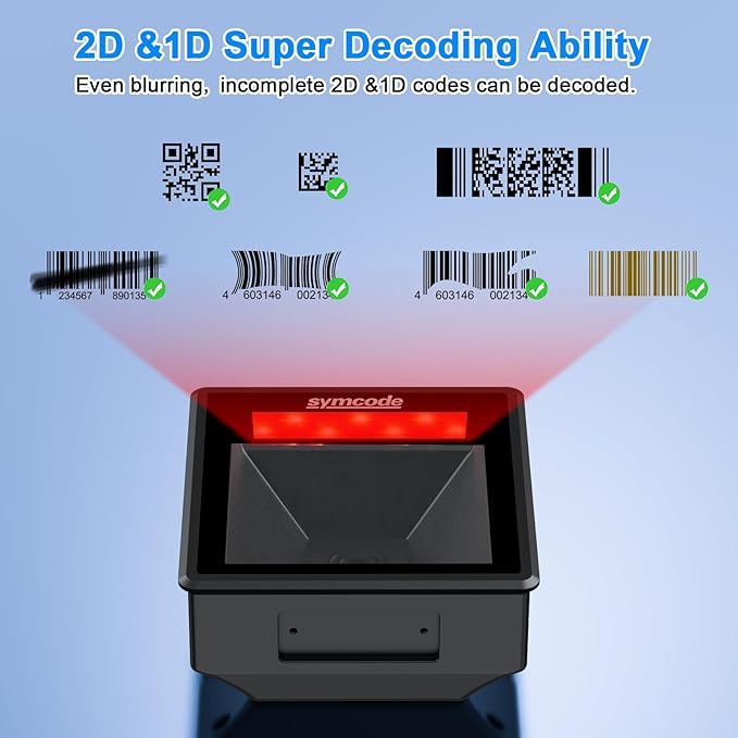 2D Embedded Barcode Scanner, Symcode 1D 2D QR Code Scanner with Auto Sensing Cell Phone Computer Screen Scan for Access Control,Locker Scan Code Payment etc