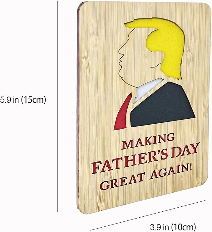 Trump Fathers Day Card,Funny Bamboo Father's Day Cards from Son,Daughter or Wife,Making Fathers Day Great Again Greeting Cards
