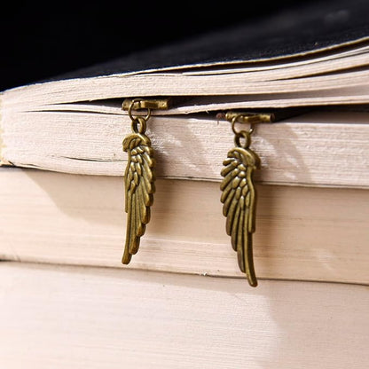 Bookmarks, Handmade Retro Angel Wings Bookmark with Long Leather Straps, Book Mark for Book Lover Gifts for Women Men (Style 23)