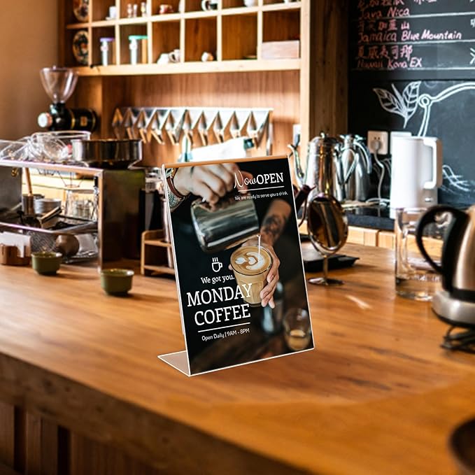 3 Pack 8.5 x 11 Acrylic Sign Stand Holders - 8.5 x 11 Inches Clear Plastic Table Paper Display Stand, Suit for Displaying Posters, Picture, Flyers, Menu