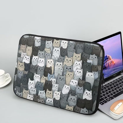 Cartoon Cat Printed Computer Bags for Laptops, Water Resistant 17 Inch Laptop Bag Laptop Briefcase Travel Case for Women Men Teens, Compatible with Most Laptops