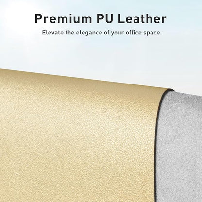 Aothia Leather Desk Pad Protector, Office Desk Mat, Large Mouse Pad, Non-Slip PU Leather Desk Blotter, Laptop Desk Pad, Waterproof Desk Writing Pad for Office and Home (48"x17", Soft Yellow)