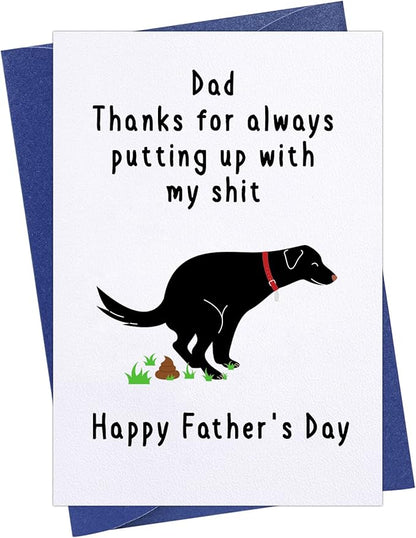 FaCraft Funny Fathers Day Card for Dog Dad, 4 x 6, Happy Naughty Fathers Day Gift Card, with Envelope, for Father from Wife Daughter Son Dog