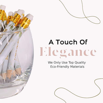 Markt Mini Pencils for Bridal Shower Games, Bridal Shower Pens, Small Pencil Set For Prizes, Game Winner Gifts, Golf Pencils With Erasers (Greenery, Eucalyptus)