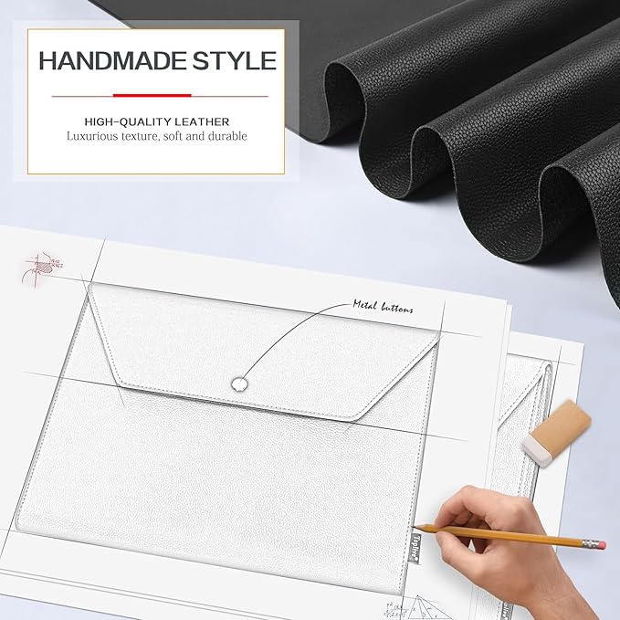 Toplive Document File Folder, Waterproof PU Leather A4 Letter Envelope Folder Case File Organizer Dual Layers Stylish Document Holder with 8 Card Holder 2 Pen Loop for Travel Office School, Brown