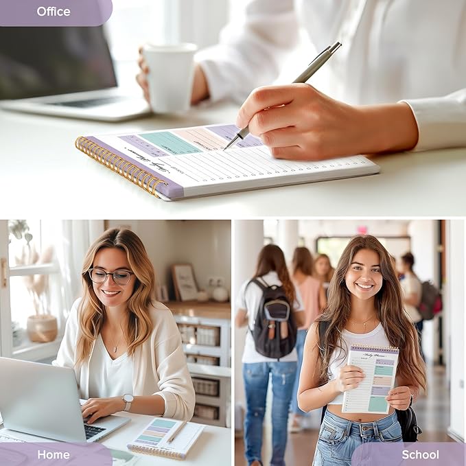 To Do List Notepad, To Do List Notebook for Work with 52 Undated Sheets, 6.7"×10.1", Daily To Do List Planner, Checklist Organizer Notebook for Office, Home and School- Purple