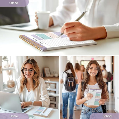 To Do List Notepad, To Do List Notebook for Work with 52 Undated Sheets, 6.7"×10.1", Daily To Do List Planner, Checklist Organizer Notebook for Office, Home and School- Purple