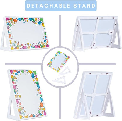 Desktop Whiteboard with Pre-Set Designs, Small White Board Dry Erase for Desk, Mini Dry Erase Board 8.5" x 6", Compact Desktop Whiteboard for Kids (Pencil)