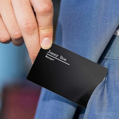 100PCS Metal Business Card 0.45mm Thickness Aluminum Cards Metal Engraving Blanks Cards Aluminum Laser Engraving Cards for Office Name Cards, DIY Gift Cards, VIP Cards 3.4 x 2.1 Inch, Black