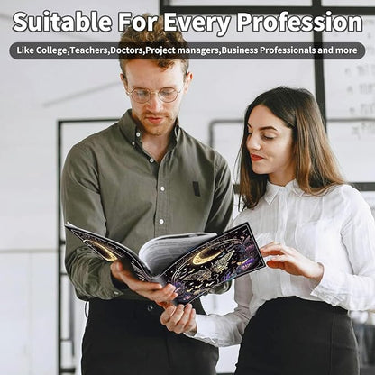 Padfolio/Portfolio Folder Clipboard,Butterfly Flowers & Gold Moon Personalized Leather Portfolio Padfolio for Men Women W/Resume Document Organizer Letter Size A4 Writing Pad Business Card Holders