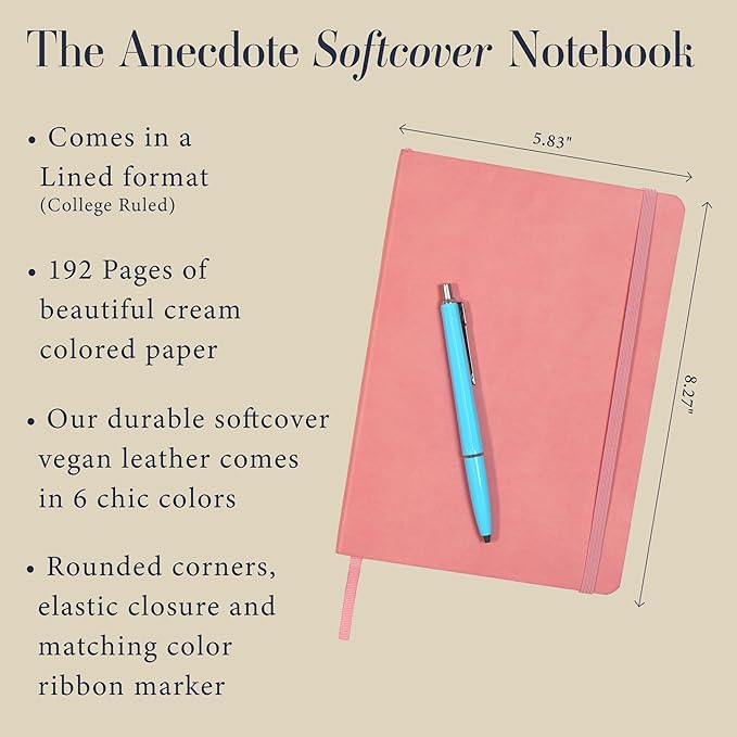 Softcover Ruled Journal with Thick 80 gsm Lined Cream Paper A5 size (8.3 inches x 5.4 inches) - Daily Writing Notebook Journal for Travel, School and Office Use - Diary Journal for Women and Men - Blush Pink