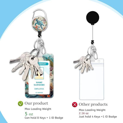 Lanyards for Id Badges, Sea Turtle Badge Holder with Retractable Reel Clip, Work Name Tags Keychain Lanyard ID Card Protector Cover Case for Women Teacher Nurse Nursing Doctor Office