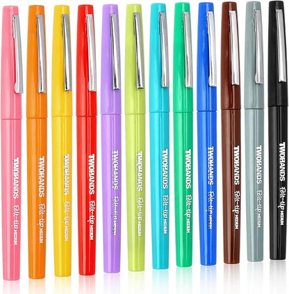 TWOHANDS Felt Tip Pens Fine Point, Assorted Colors Fineliners, Medium Point 0.7 Millimeter Markers for Coloring, Journaling, Note Taking, 22004