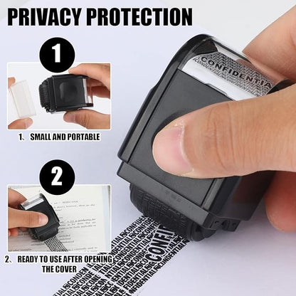 Nezyo 2 Pack Identity Protection Roller Stamp Identity Theft Stamp Confidential Roller Stamp Privacy Stamp Information Blocker Stamp and 4 Pack Refill Ink for ID Account Data Address Security(Black)