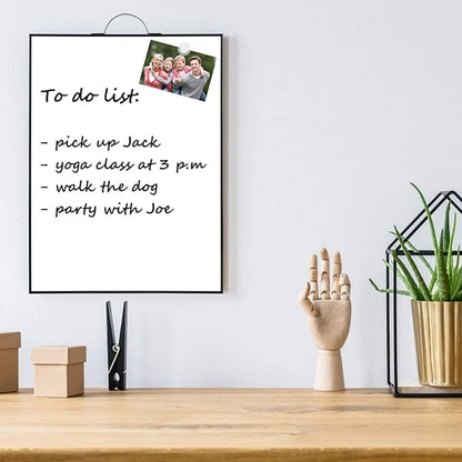 TSJ OFFICE Small White Board - 16" X 12" Portable Black Aluminum Framed Whiteboard, Magnetic Dry Erase Board with a Handle, to Do List Notepad for Office, Home, School