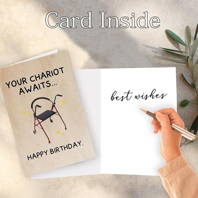 Funny Birthday Card Gifts for Dad Mom Grandpa Grandma, Unique 40th 50th 60th 70th 80th 90th Birthday Gifts Card for Men Women-Your Chariot Awaits