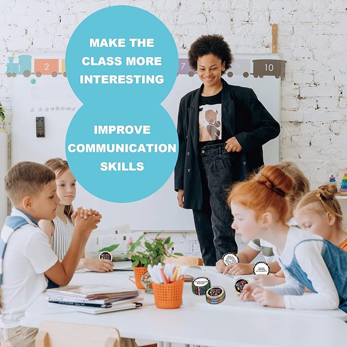 100 Morning Meeting Chips Questions Cards for Kids, Conversation Starters, Primary Students Response Cards, Learn and Improve Listening & Communication, Vocabulary, Social Skill