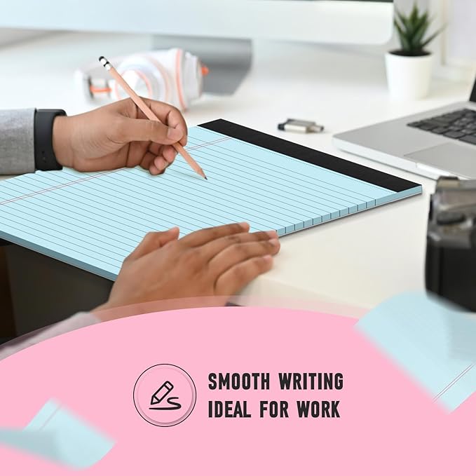 Colored Legal Pads, 3 Pack Writing Pads 8.5 x 11, Wide Ruled Legal Notepads, Lined Pads of Paper 8.5 x 11, Blue/ Purple/Green Note Pads, 30 Sheets Per Legal Pads for School, College, Office, Home