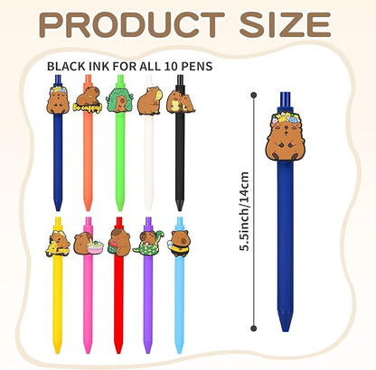 10 Pcs Funny Pens with Capybara Theme Cute Graphics Party favors for Kids Classroom Rewards Bulk for Coworkers Team Staff Funny Office Stationary (Capybara)