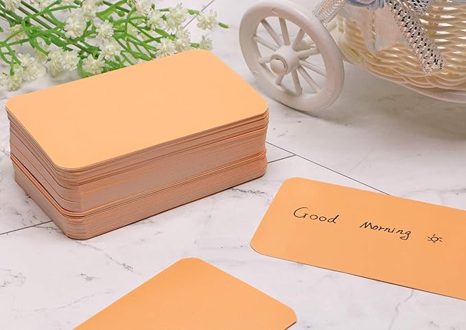 Penta Angel 100 Pcs Mini Paper Blank Gift Notes Cards DIY Craft Small Word Business Message Cards (Orange)