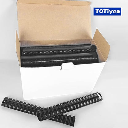 TOTiyea 50 Pack 19 Ring Plastic Binding Combs, 1-1/2 Inch Diameter, 320 Sheet Capacity, Letter Size, Black Comb Binding Spines