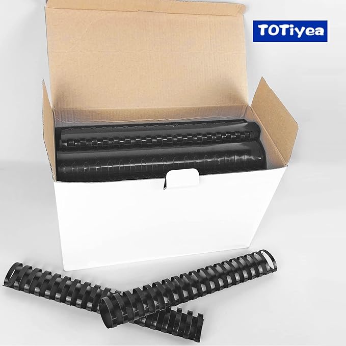 TOTiyea 50 Pack 19 Ring Plastic Binding Combs, 2 Inch Diameter, 450 Sheet Capacity, Letter Size, Black Comb Binding Spines