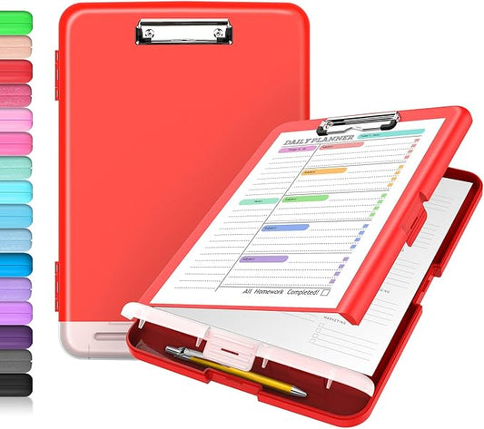 Sooez Clipboard with Storage, High Capacity Nursing Clipboards with Pen Holder, Heavy Duty Plastic Storage Clipboard with Low Profile Clip, Clipboard Folder, Teacher Must Haves, Office Supplies