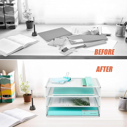 EASEPRES 3 Tier Desk Paper Organizer, White