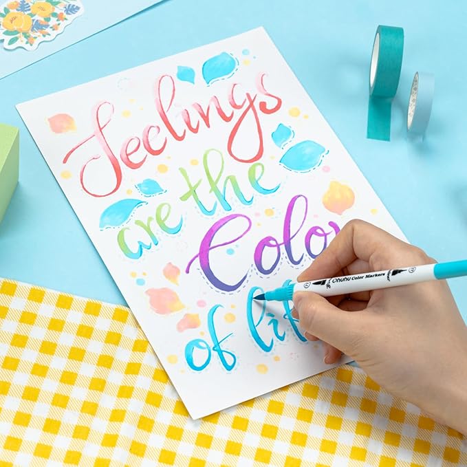 Ohuhu Markers for Adult Coloring Books No bleeding 36 Pastel Colors Coloring Markers Water-based Dual Tips Fineliner & Brush Drawing Pens Art Markers for Kids Adults Sketch Journal - Maui