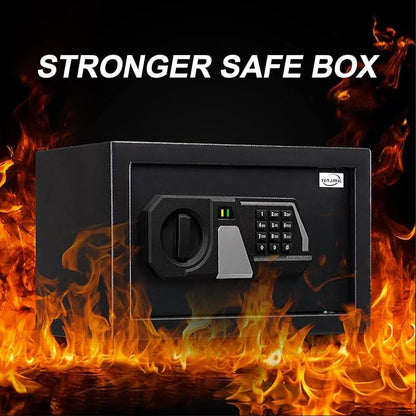 Tenamic Fireproof Safe Box 0.4 Cuft Electronic Digital Security Box, Keypad Small Lock Box Cabinet Safes with Internal Light, Solid Alloy Steel Office Hotel Home Mini Safe with 2 Passwords, Black