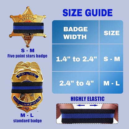 CREATRILL 30 Pack Thin Blue Line Police Mourning Band Stripe Police Officer Badge Shield Funeral Honor Guard Straps for Badge Size of 1.4" to 2.4"