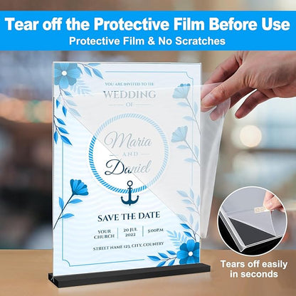 EHWINE 6 Pack Acrylic Sign Holder 8.5 x 11, Double-Sided Stand up Table Top Sign Holders, Clear Acrylic Picture Frame Menu Flyer Paper Holder Display Stand for Office Business Store Wedding Party(Black Base)