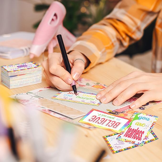 Jinei 300 Inspirational Affirmation Cards Positive Motivational Cards Small Mini Encouragement Quotes for Women Mother's Day Church(Rainbow Style)